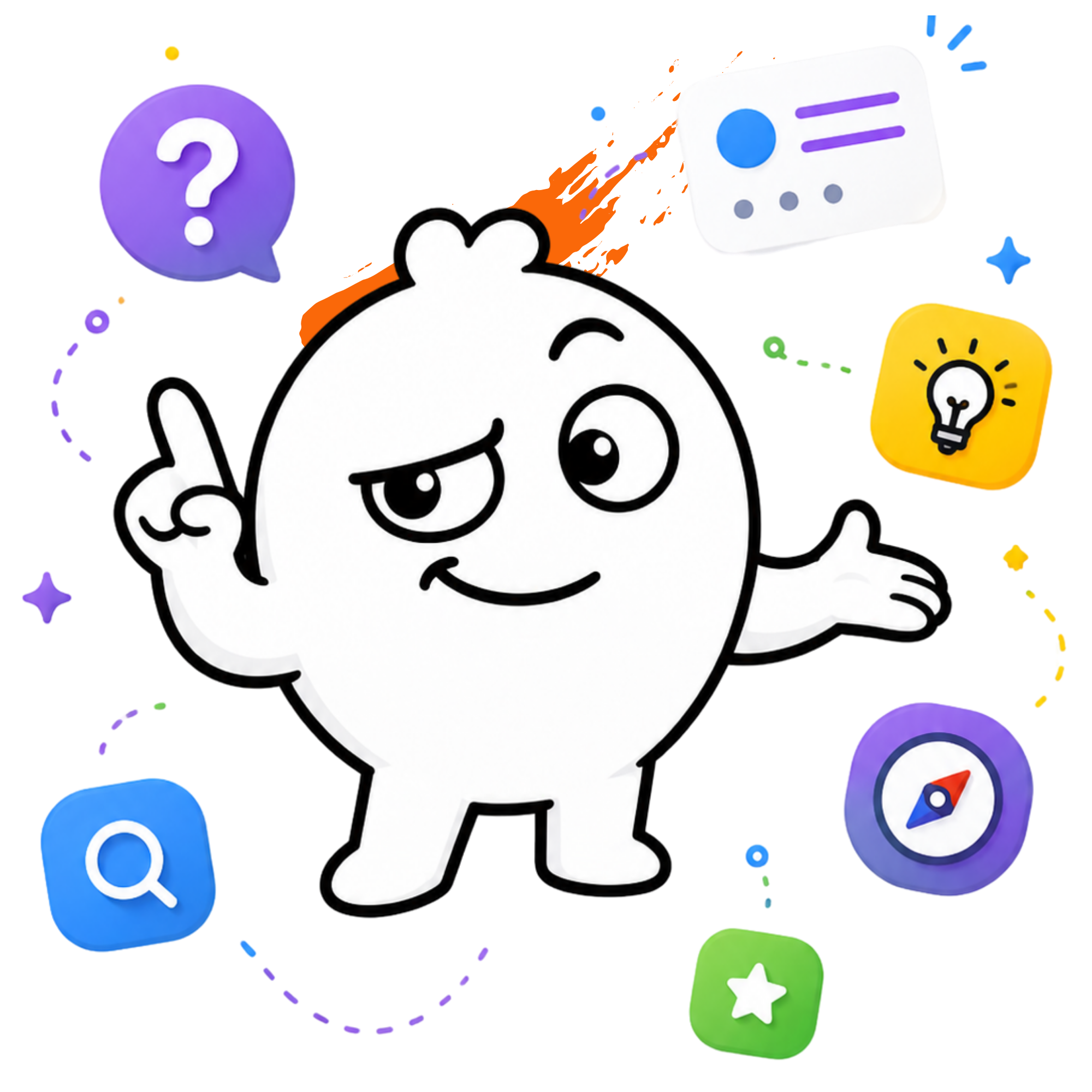 Mascote Pipo narrador com microfone respondendo a plateia