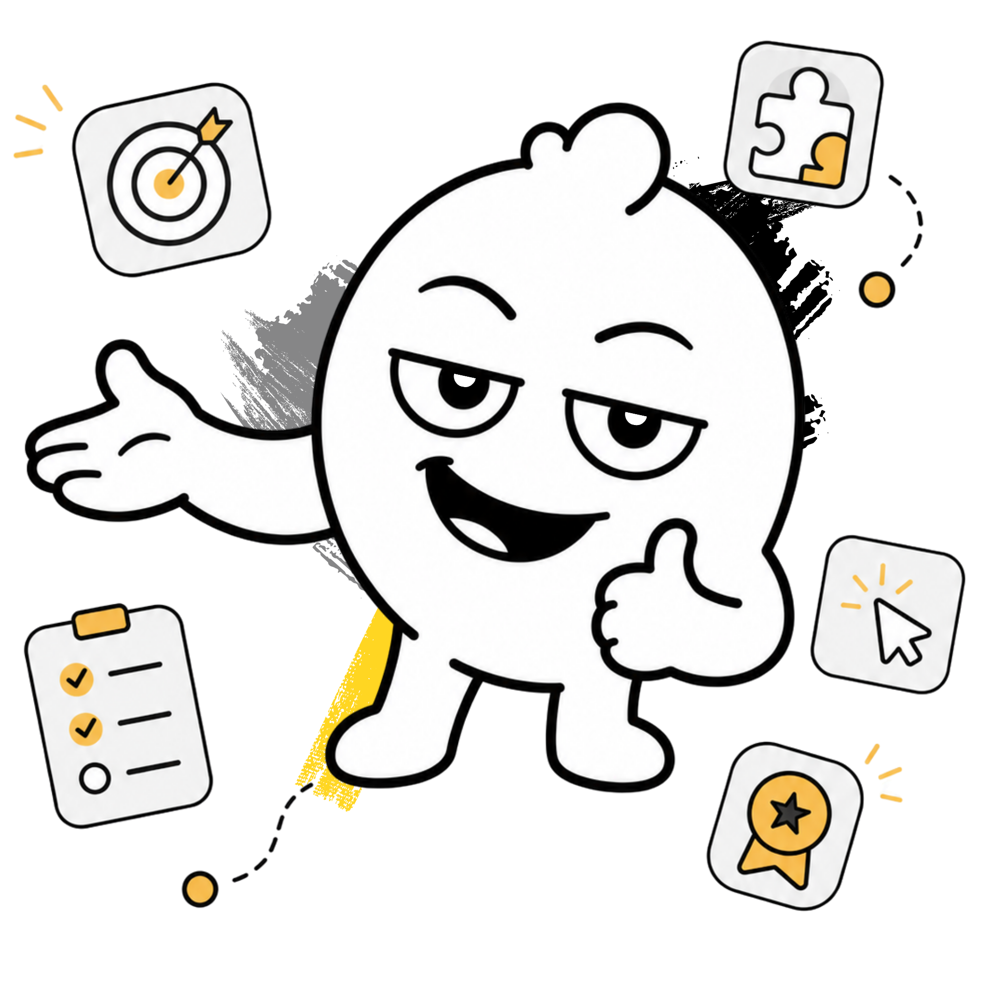 Mascote Pipo nerd de óculos com livrinho (página do método)